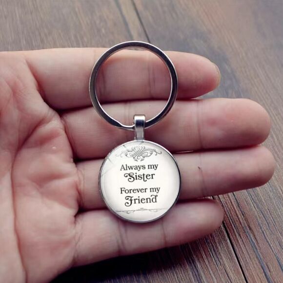 Time Gemstone Keychain Always My Sister Forever My Friend Pendant Keychain - Picture 2 of 3
